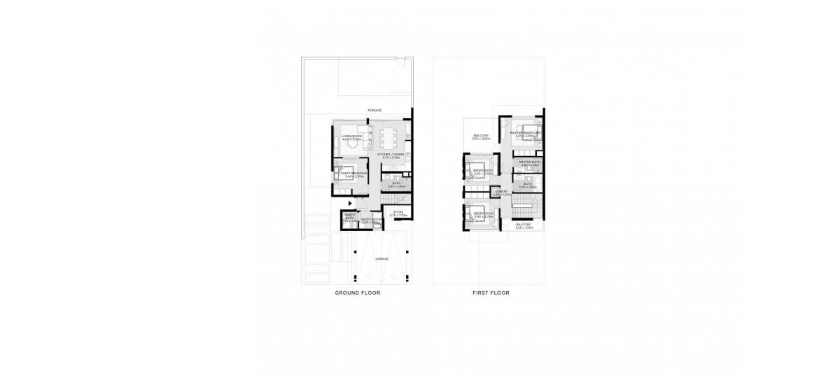 Floor plan ng apartment «215SQM», 4 silid-tulugan sa THE VALLEY VILLAS