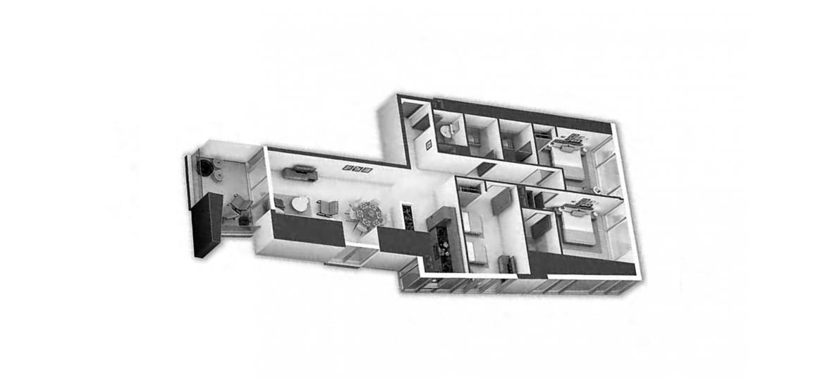 Floor plan ng apartment «3BR», 3 silid-tulugan sa AYKON HEIGHTS