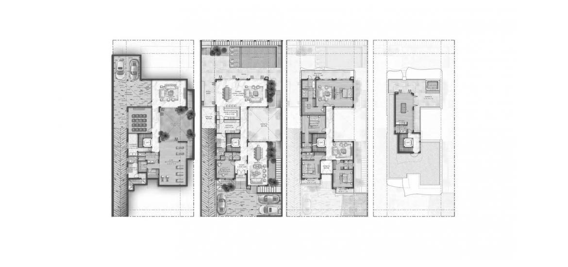 Floor plan ng apartment «6BR V55-G», 6 silid-tulugan sa GEMS ESTATES