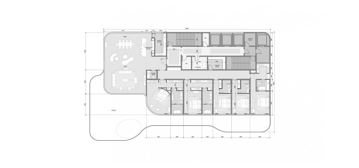 Floor plan ng apartment, 5 silid-tulugan sa JBR BEACHFRONT BY V (FIVE)