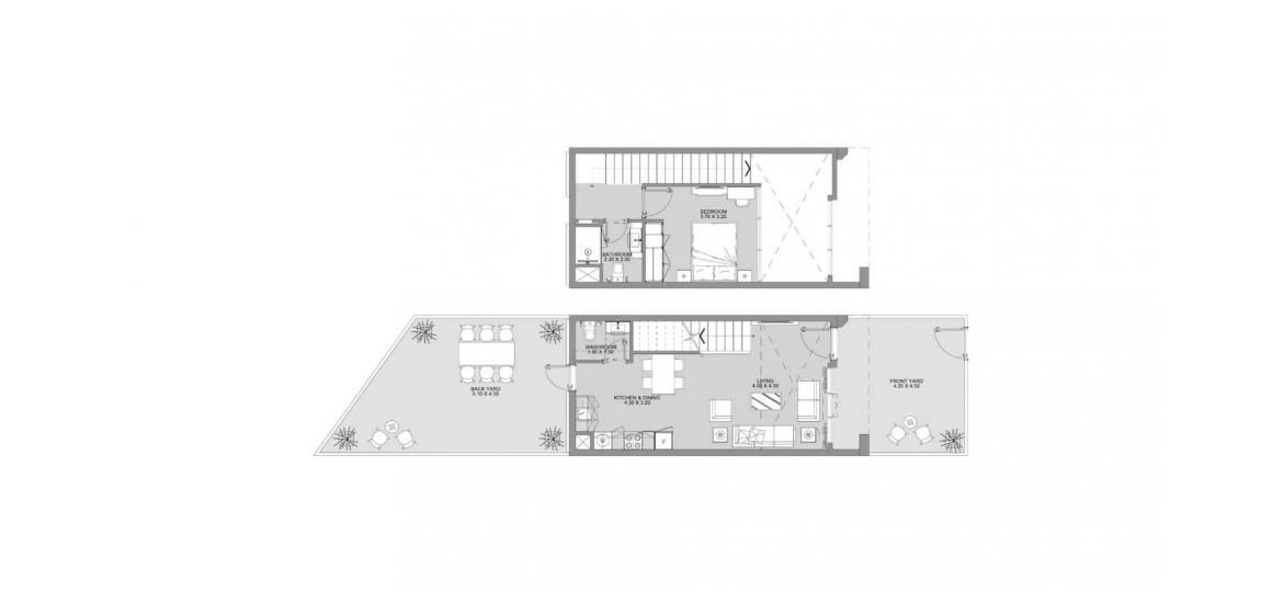 Floor plan ng apartment «1BR TYPE B», 1 silid-tulugan sa VERDANA II TOWNHOUSES