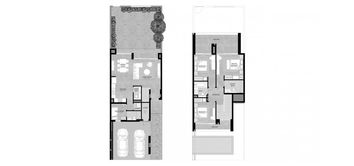 Floor plan ng apartment «3 BERDROOM TYPE 3A», 3 silid-tulugan sa MAHA TOWNHOUSES