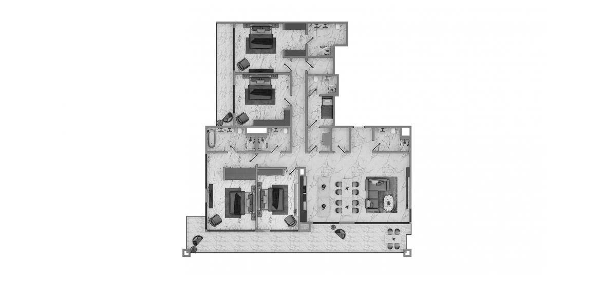 Floor plan ng apartment «4br type 01 total 278sqm», 4 silid-tulugan sa BLUEWATERS BAY