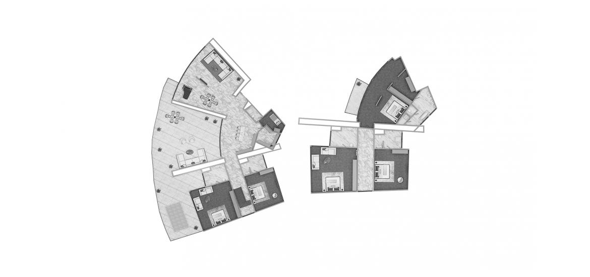 Floor plan ng apartment «5BR Duplex», 5 silid-tulugan sa CAVALLI TOWER