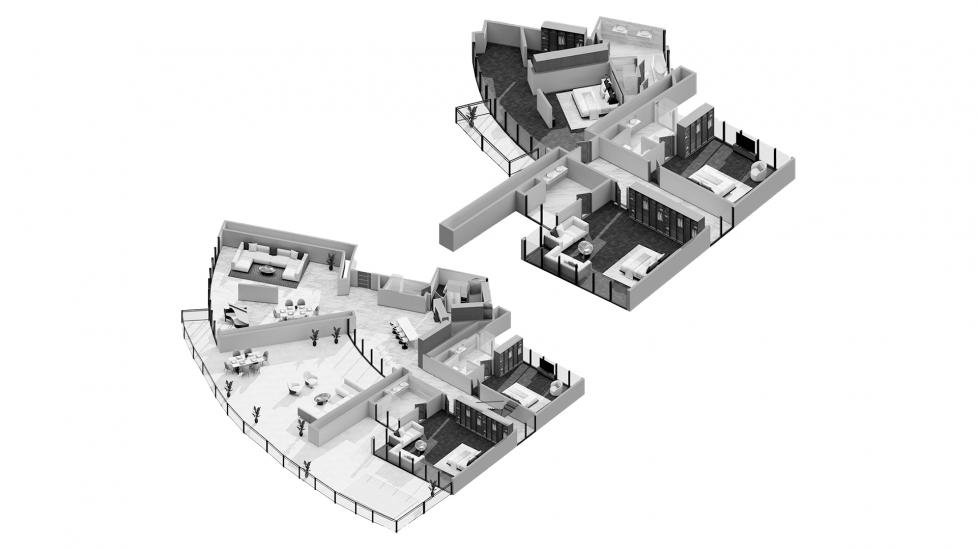 Floor plan ng apartment «5BR Duplex», 5 silid-tulugan sa CAVALLI TOWER