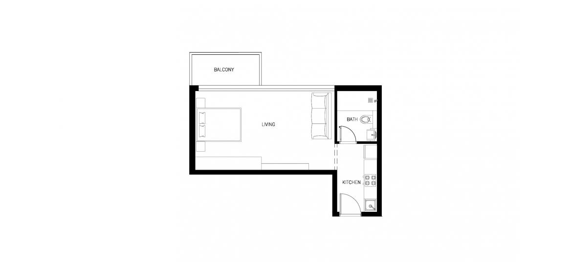 Floor plan ng apartment «40 SQ.M STUDIO TYPE 02», 1 silid sa KYOTO AT AL BARSHA SOUTH