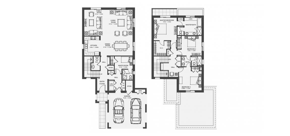 Plan mieszkania «C», 3 sypialnie w CASA VILLAS