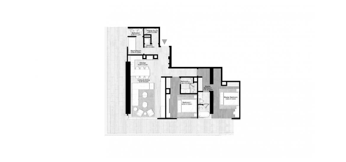 Plan mieszkania «261 SQ.M 2 BR + MR TYPE C», 2 sypialnie w ST REGIS THE RESIDENCES AT FINANCIAL CENTRE ROAD