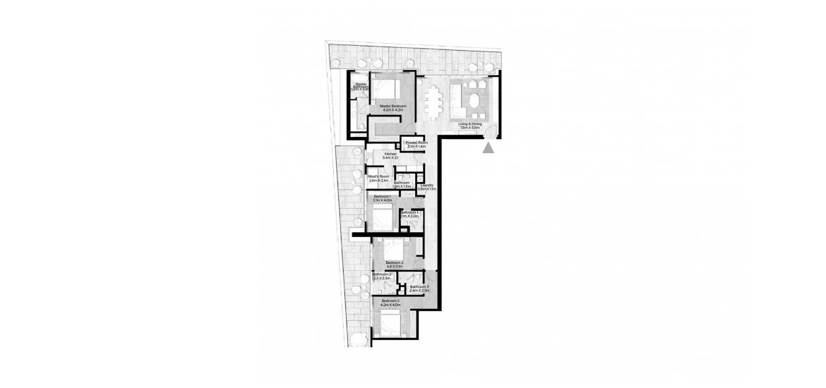 Plan mieszkania «305 SQ.M 4 BR TYPE TYPICAL 1», 4 sypialnie w ST REGIS THE RESIDENCES AT FINANCIAL CENTRE ROAD