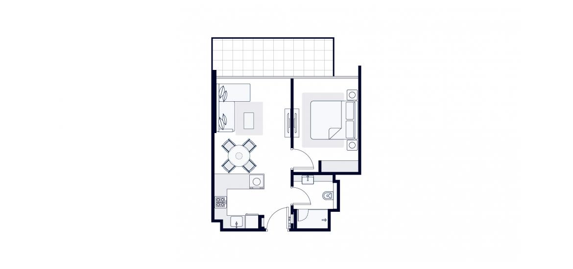 Plan mieszkania «57 SQ.M 1 BR TYPE 6», 1 sypialnia w AZIZI RIVIERA 63