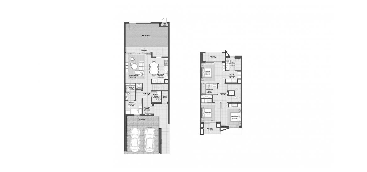 Plan mieszkania «ARIA 185 SQ.M 3 BDRM 1», 3 sypialnie w MAY TOWNHOUSES