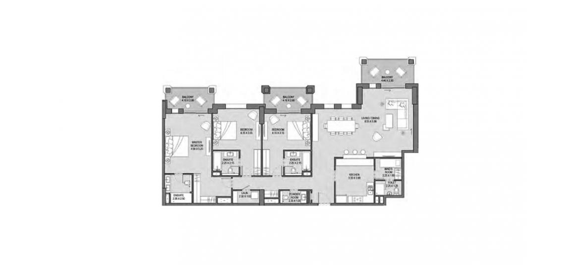 Планировка апартаментов «B» 3 спальни в ЖК MADINAT JUMEIRAH LIVING