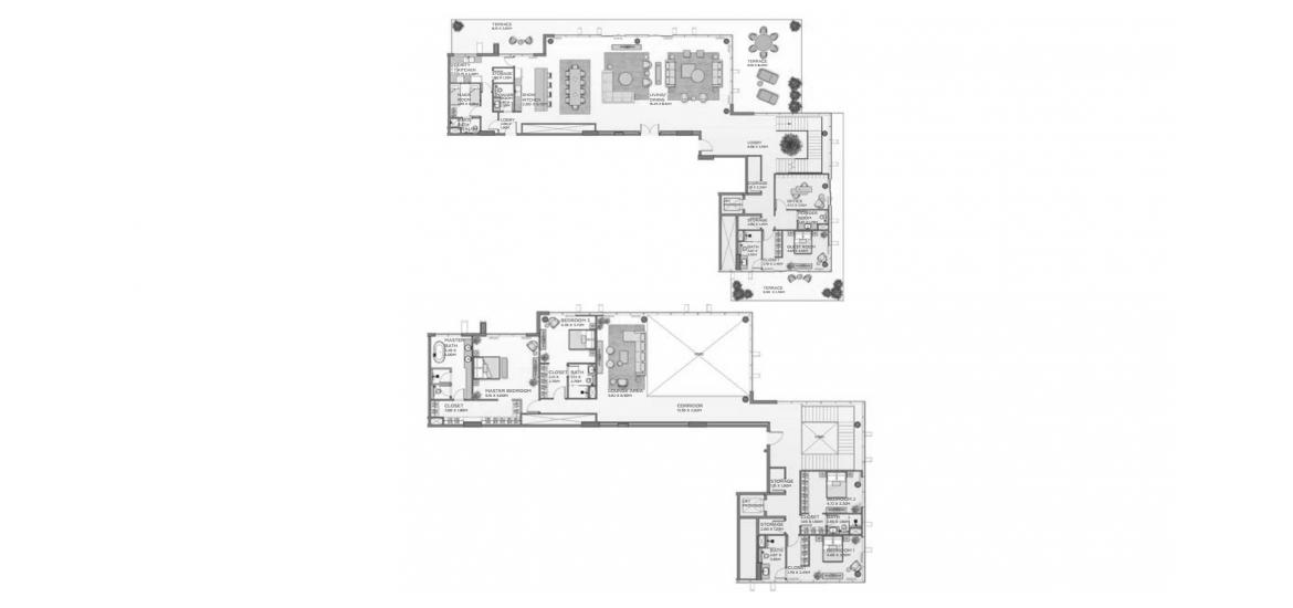 Планировка апартаментов «PH 740SQM A2» 5 спален в ЖК CASTLETON