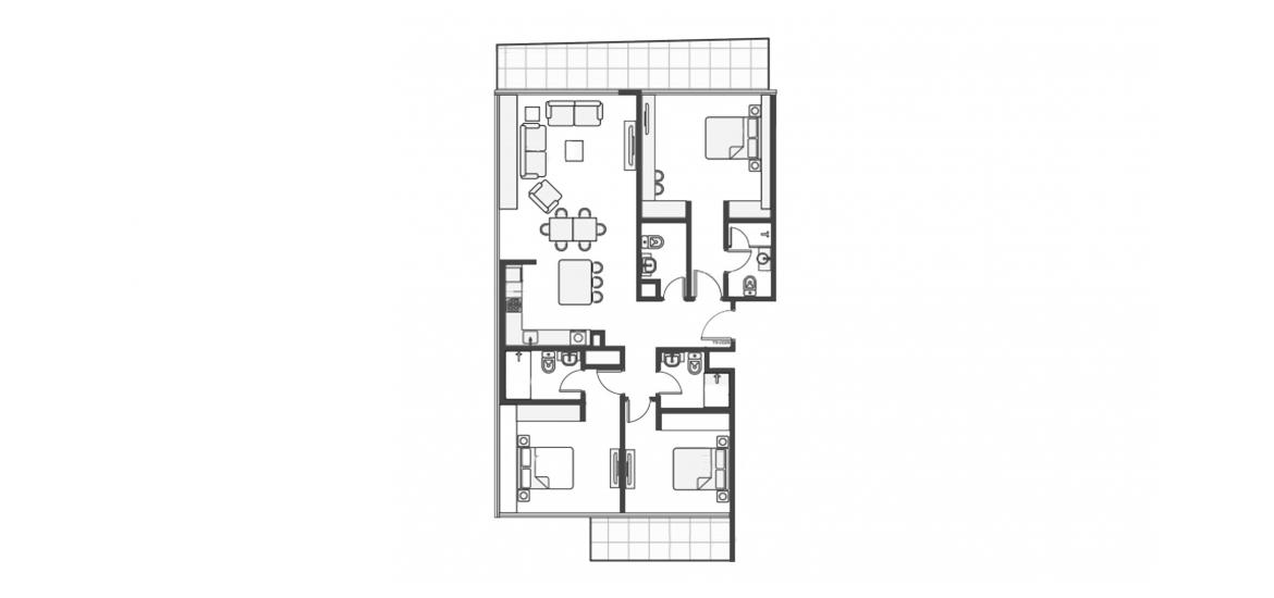 Планировка апартаментов «135SQM TYPE 1» 3 спальни в ЖК RIVIERA REVE
