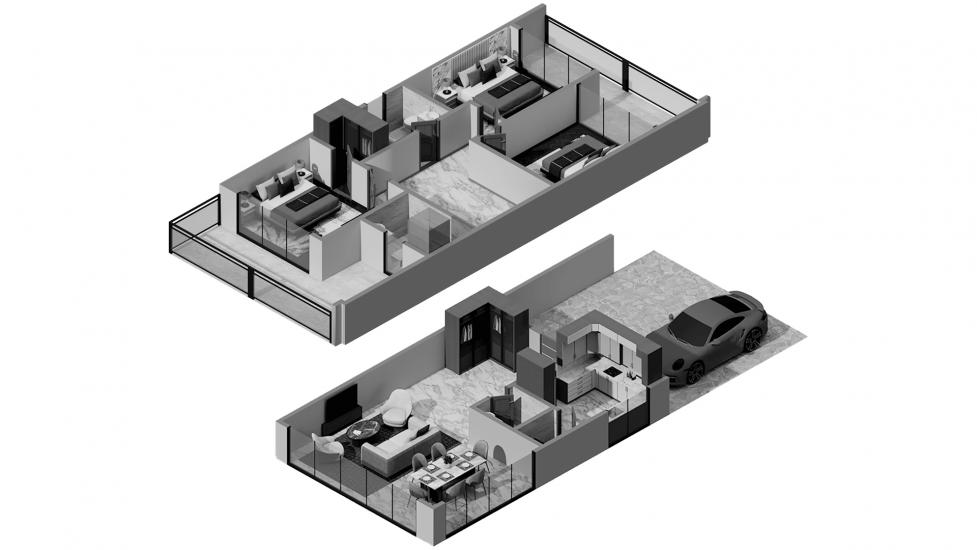 Планировка апартаментов «3BR Prestige Villa 12-E» 3 спальни в ЖК ETERNO