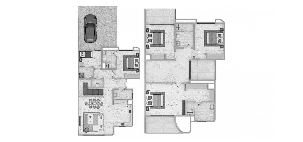 Планировка апартаментов «4BR Classic 220SQM» 4 спальни в ЖК ANYA TOWNHOUSES