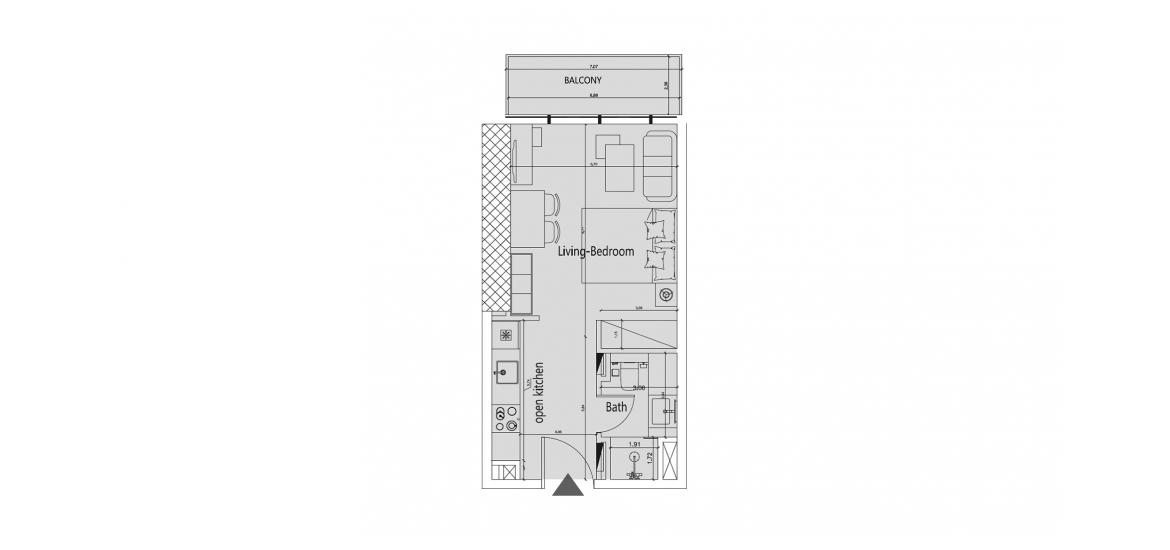 Планировка апартаментов «34 SQM STUDIO TYPE A» 1 комната в ЖК SOCIETY HOUSE