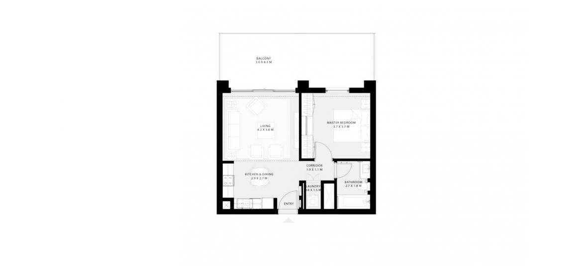Планування апартаментів «79SQM», 1 спальня у PARK FIELD