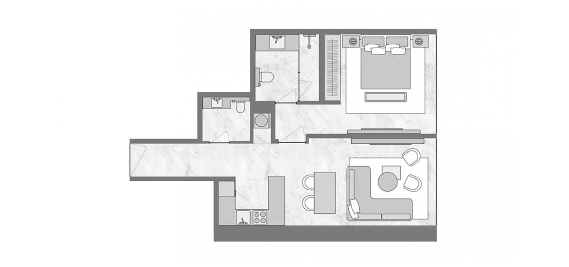 Планування апартаментів «1 BEDROOM TYPE 1B 60 SQ.M.», 1 спальня у THE BILTMORE RESIDENCES SUFOUH