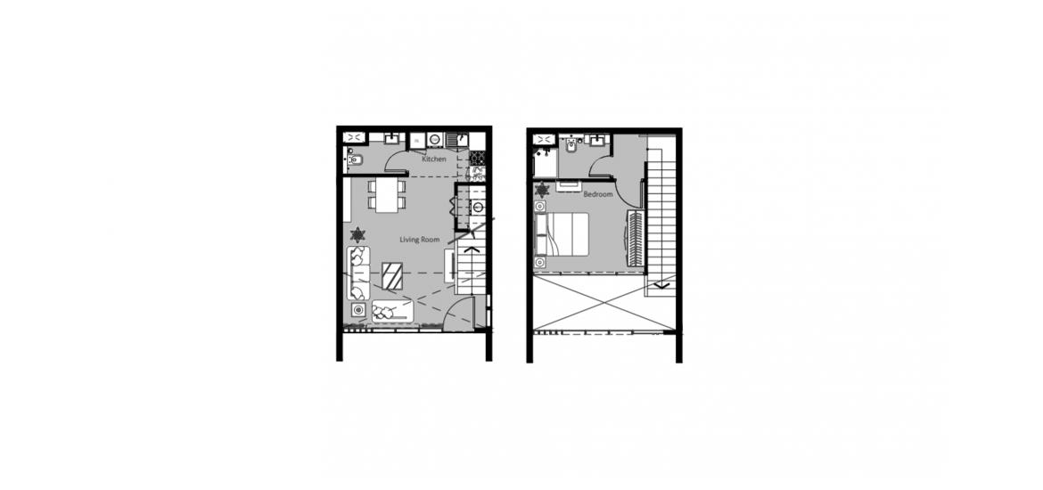 Apartment floor plan «A», 1 bedroom in RUKAN LOFTS
