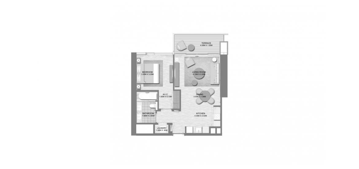 Apartment floor plan «A», 1 bedroom in PALACE RESIDENCES