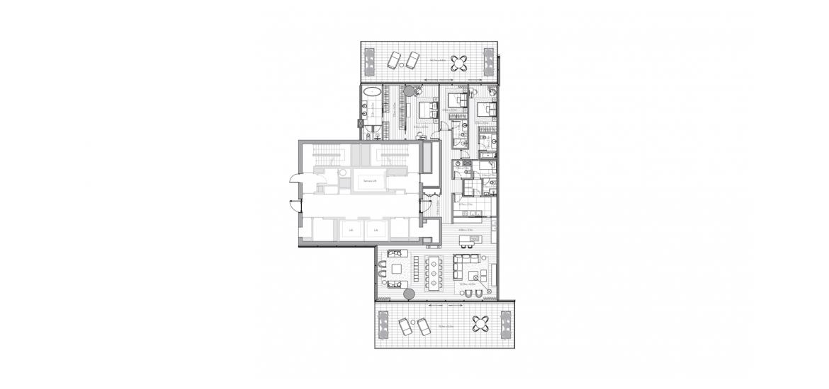 Apartment floor plan «C», 3 bedrooms in ONE PALM OMNIYAT