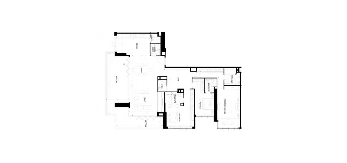 Apartment floor plan «3BR», 3 bedrooms in MBL RESIDENCE