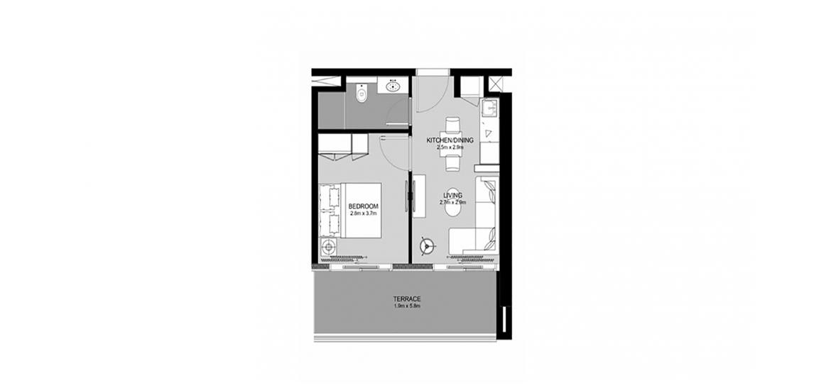 Floor plan «1BR 45SQM», 1+1, in ZADA TOWER
