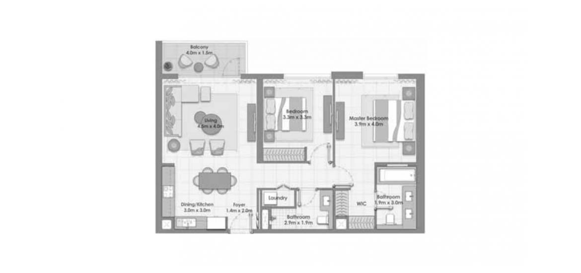 Apartment floor plan «A», 2 bedrooms in ISLAND PARK I