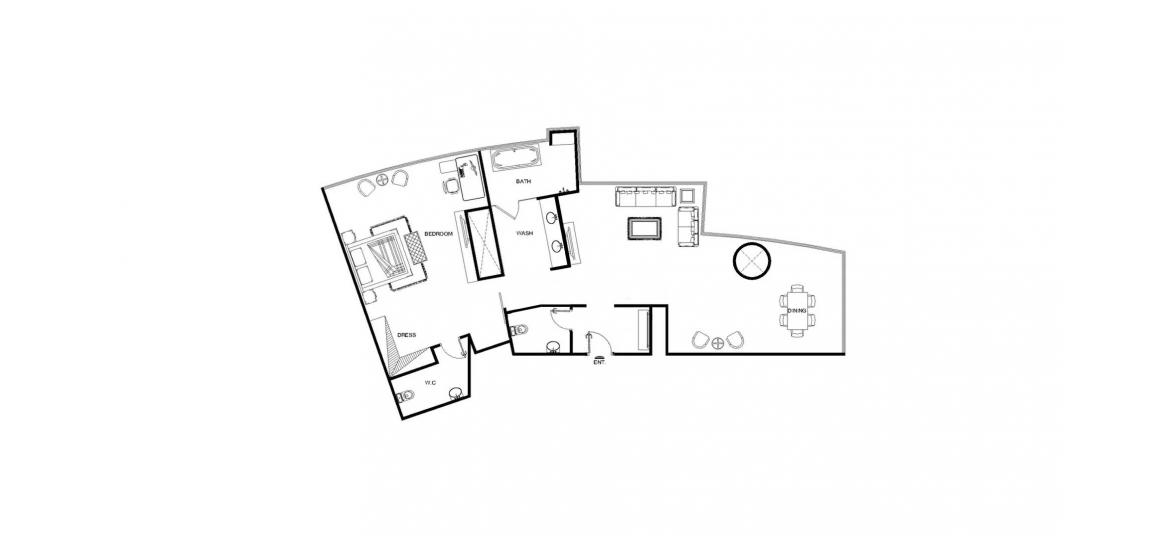 Apartment floor plan «C», 1 bedroom in DAMAC TOWERS