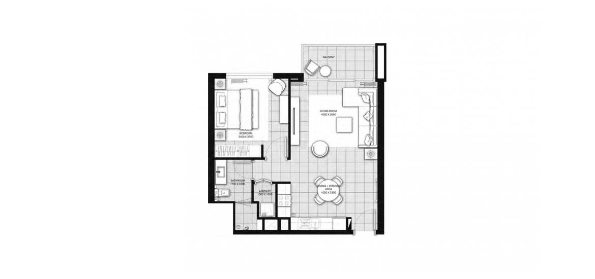 Apartment floor plan «B», 1 bedroom in PARK HEIGHTS I