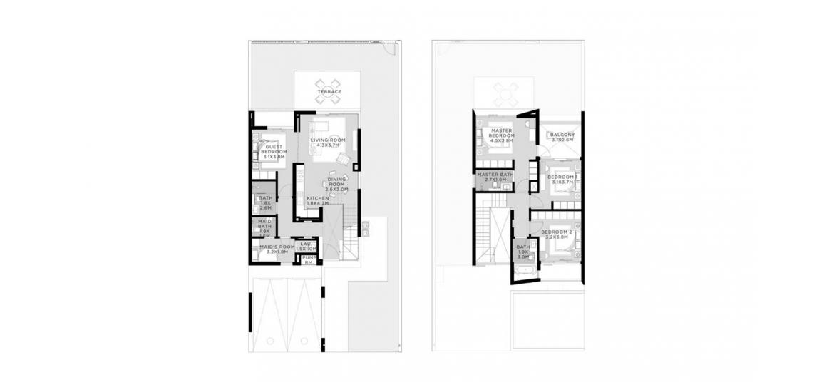 Apartment floor plan «C», 4 bedrooms in TALIA
