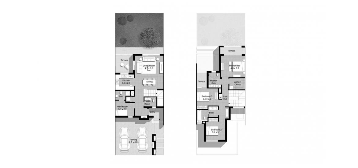 Apartment floor plan «C», 3 bedrooms in MAPLE III