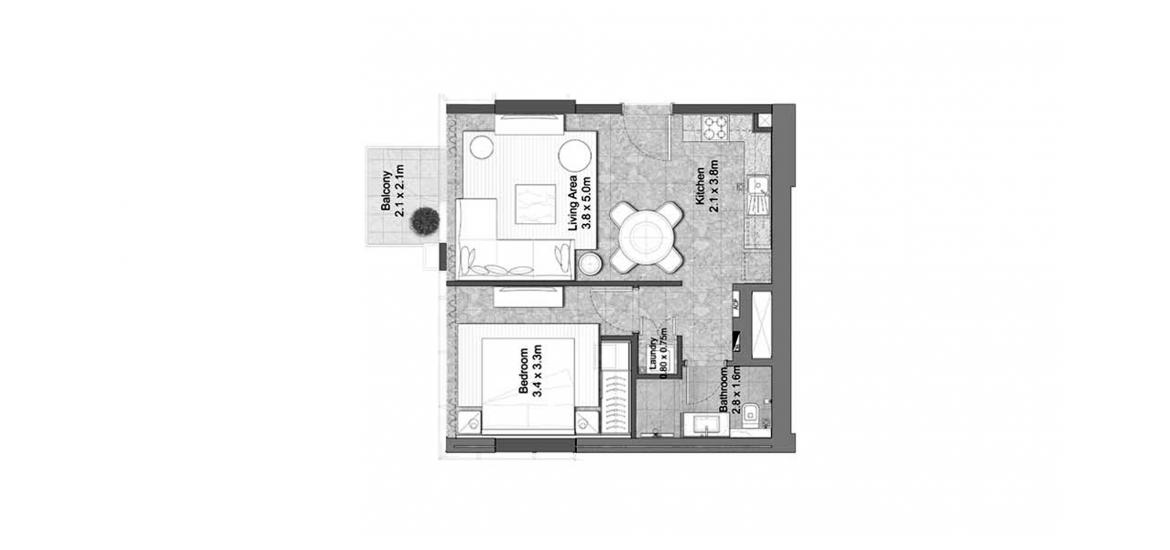Apartment floor plan «GOLF SUITES 1BR 57SQM», 1 bedroom in GOLF SUITES