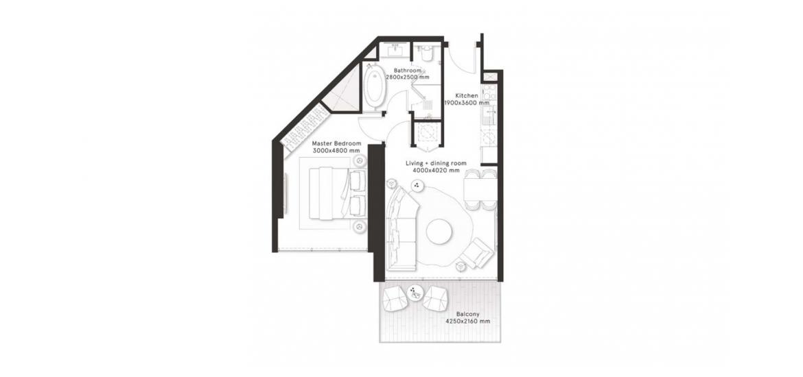 Floor plan «C», 1 bedroom, in W RESIDENCES DUBAI – DOWNTOWN