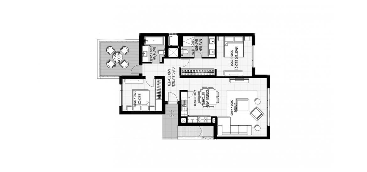 Apartment floor plan «URBANA 2BR 113SQM», 2 bedrooms in URBANA