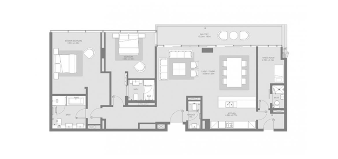 Apartment floor plan «162sqm», 2 bedrooms in CITY WALK BUILDING 16
