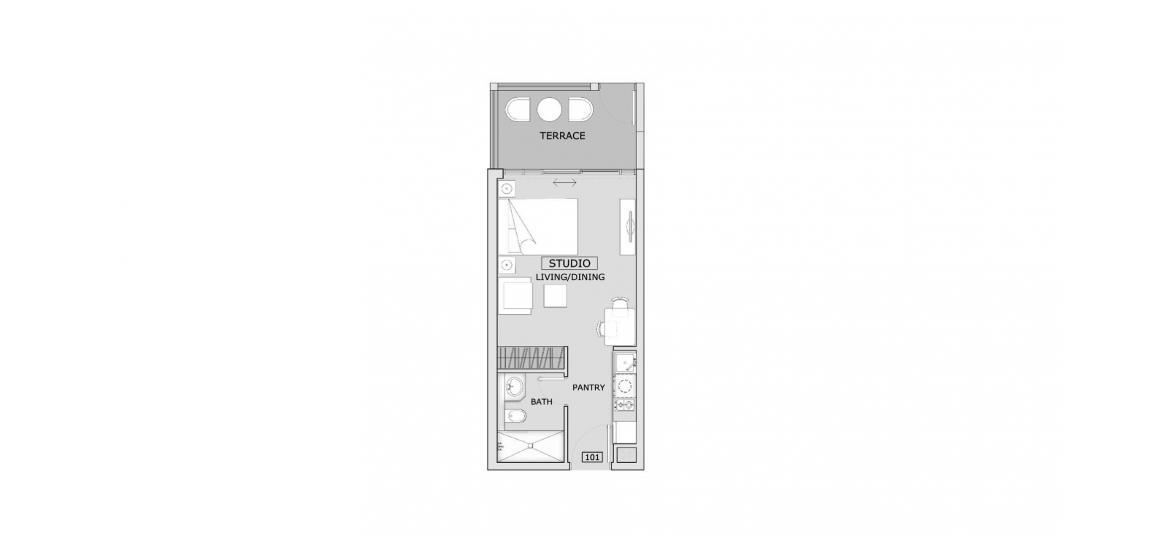 Apartment floor plan «39SQM», 1 room in OXFORD BOULEVARD