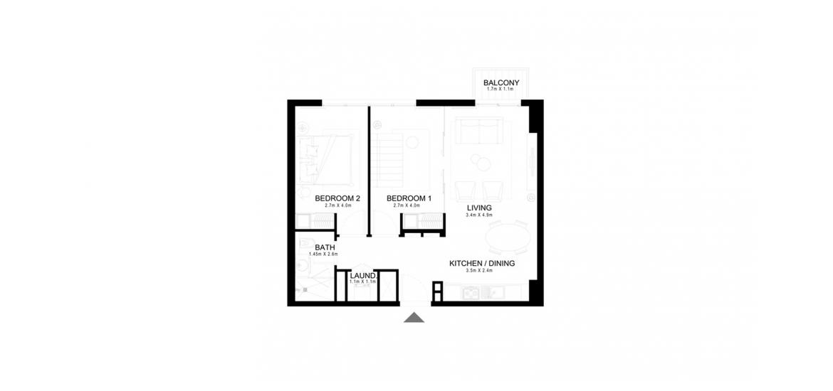 Apartment floor plan «GOLFVILLE 2BR 68SQM», 2 bedrooms in GOLFVILLE