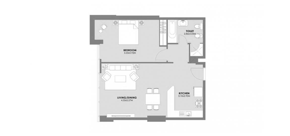 Apartment floor plan, 1 bedroom in MURAD TOWER