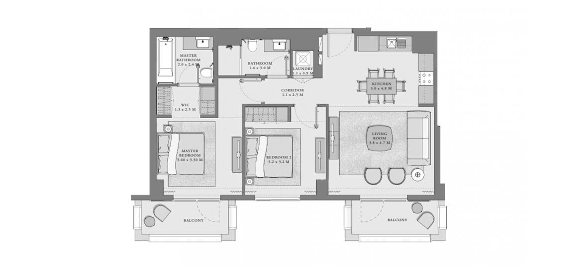 Floor plan «A», 2 bedrooms, in CREEK BEACH ORCHID