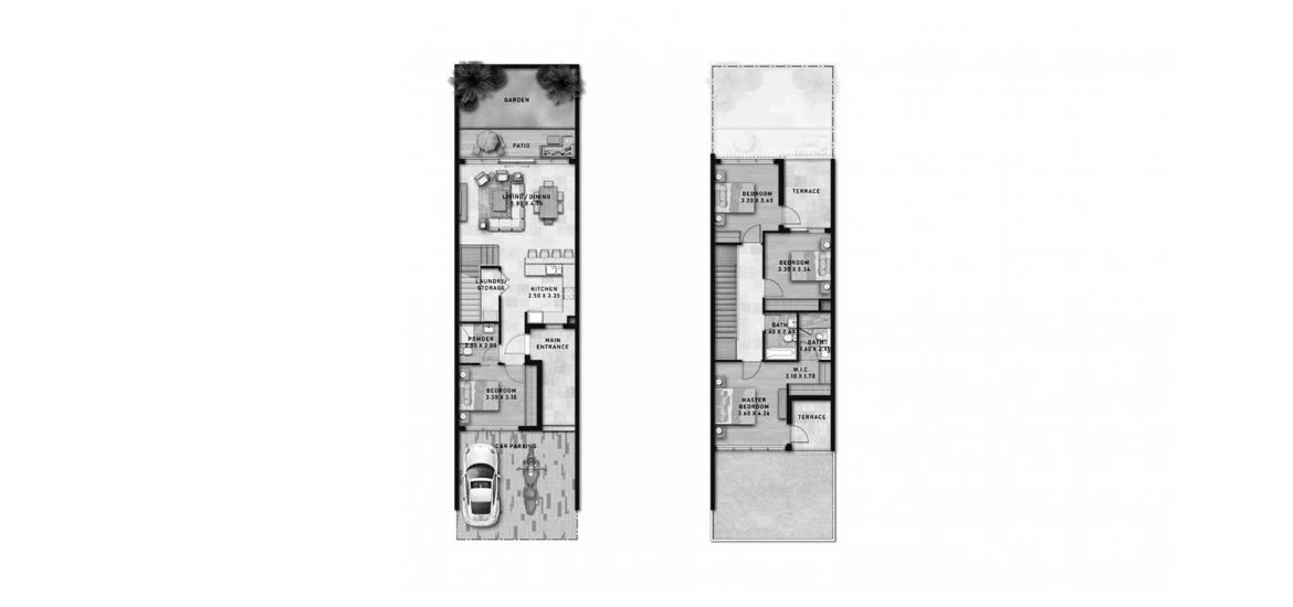 Apartment floor plan «DAMAC LAGOONS 4BR TH», 4 bedrooms in DAMAC LAGOONS