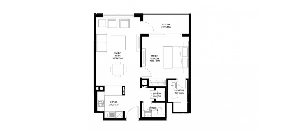 Floor plan «A», 1 bedroom, in THE CREST GRANDE