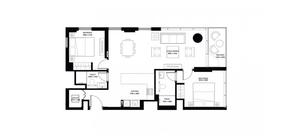 Apartment floor plan «83SQM Type A», 2 bedrooms in CREEK VISTAS HEIGHTS