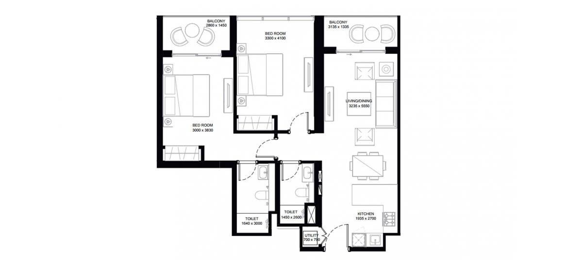 Apartment floor plan «79SQM Type B», 2 bedrooms in CREEK VISTAS HEIGHTS