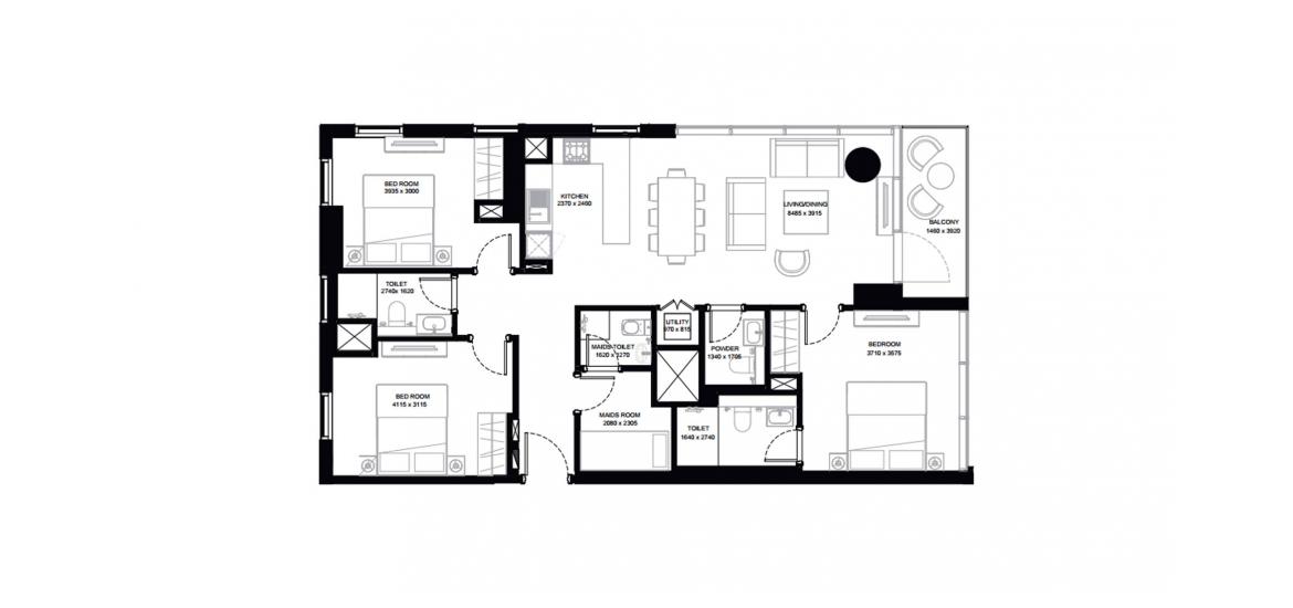 Apartment floor plan «110SQM Type A», 3 bedrooms in CREEK VISTAS HEIGHTS