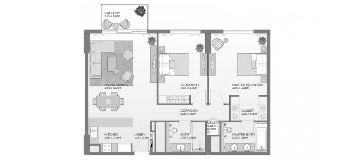 Apartment floor plan «2BR B4», 2 bedrooms in LAUREL CENTRAL PARK