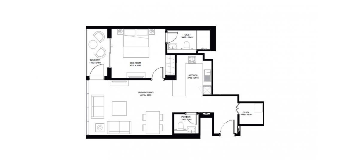 Apartment floor plan «72SQM Type G», 1 bedroom in CREEK VISTAS HEIGHTS