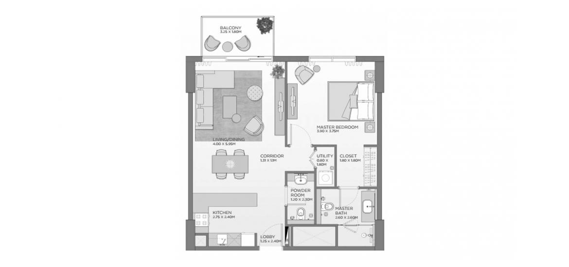 Apartment floor plan «B5», 1 bedroom in LAUREL CENTRAL PARK