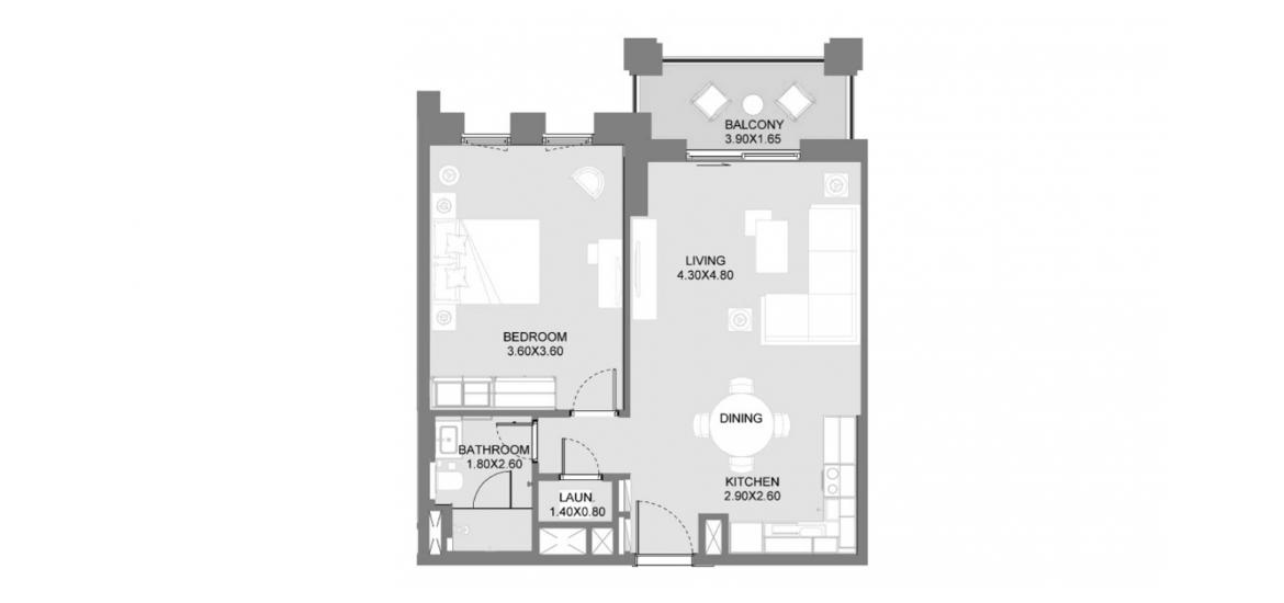 Apartment floor plan «B1 62SQM», 1 bedroom in MJL LAMAA